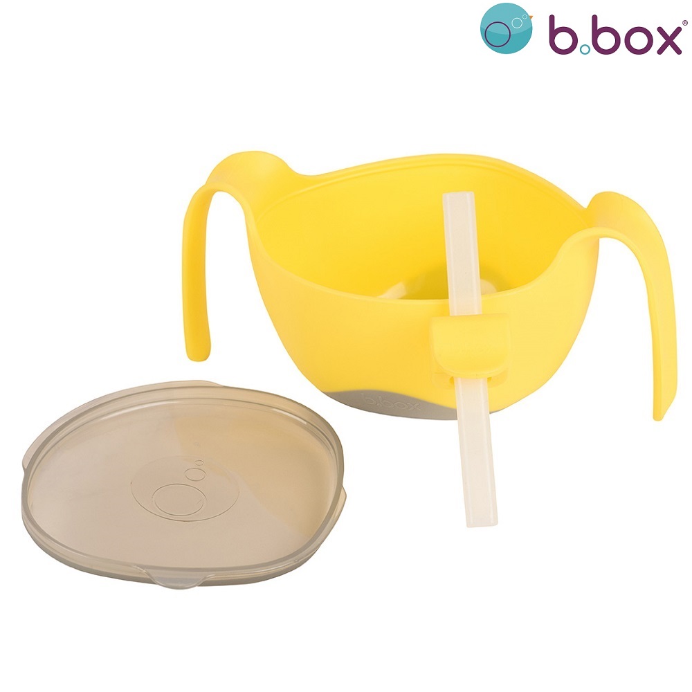 Pārtikas bļoda un salmiņi B.box Bowl & Straw XL Lemon Sherbet