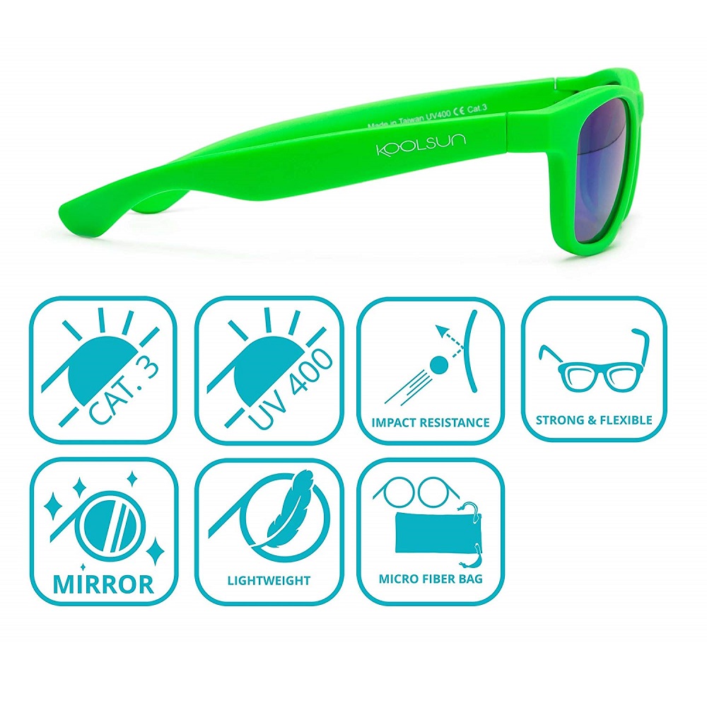 Saulesbrilles bērniem Koolsun Wave Neon Green