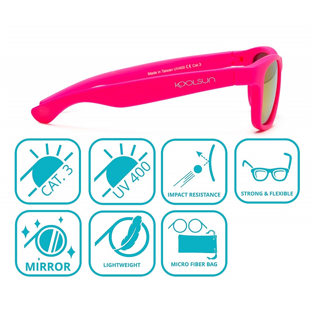 Saulesbrilles bērniem Koolsun Wave Neon Pink