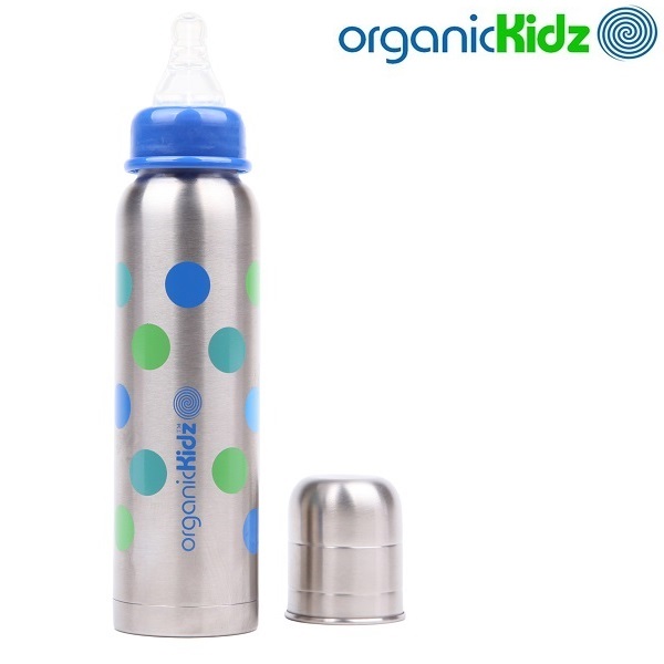 Termiskā bērnu pudelīte OrganicKidz Blue Dots