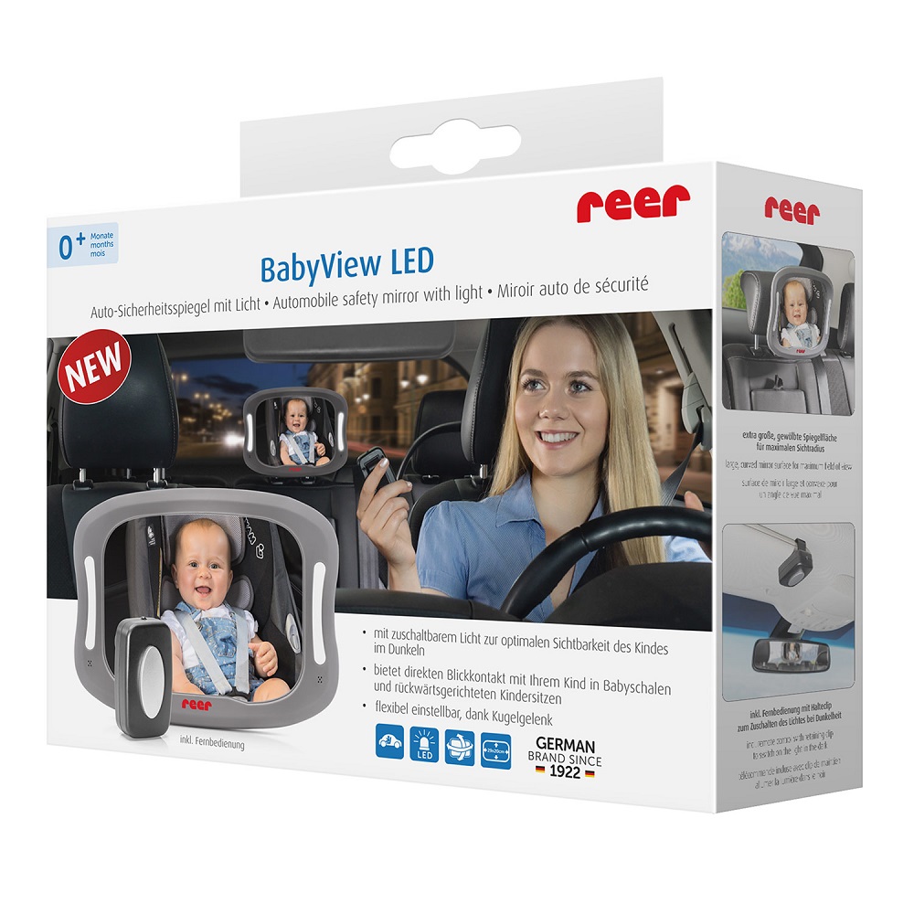 Aizmugurējā sēdekļa spogulis Reer BabyView LED