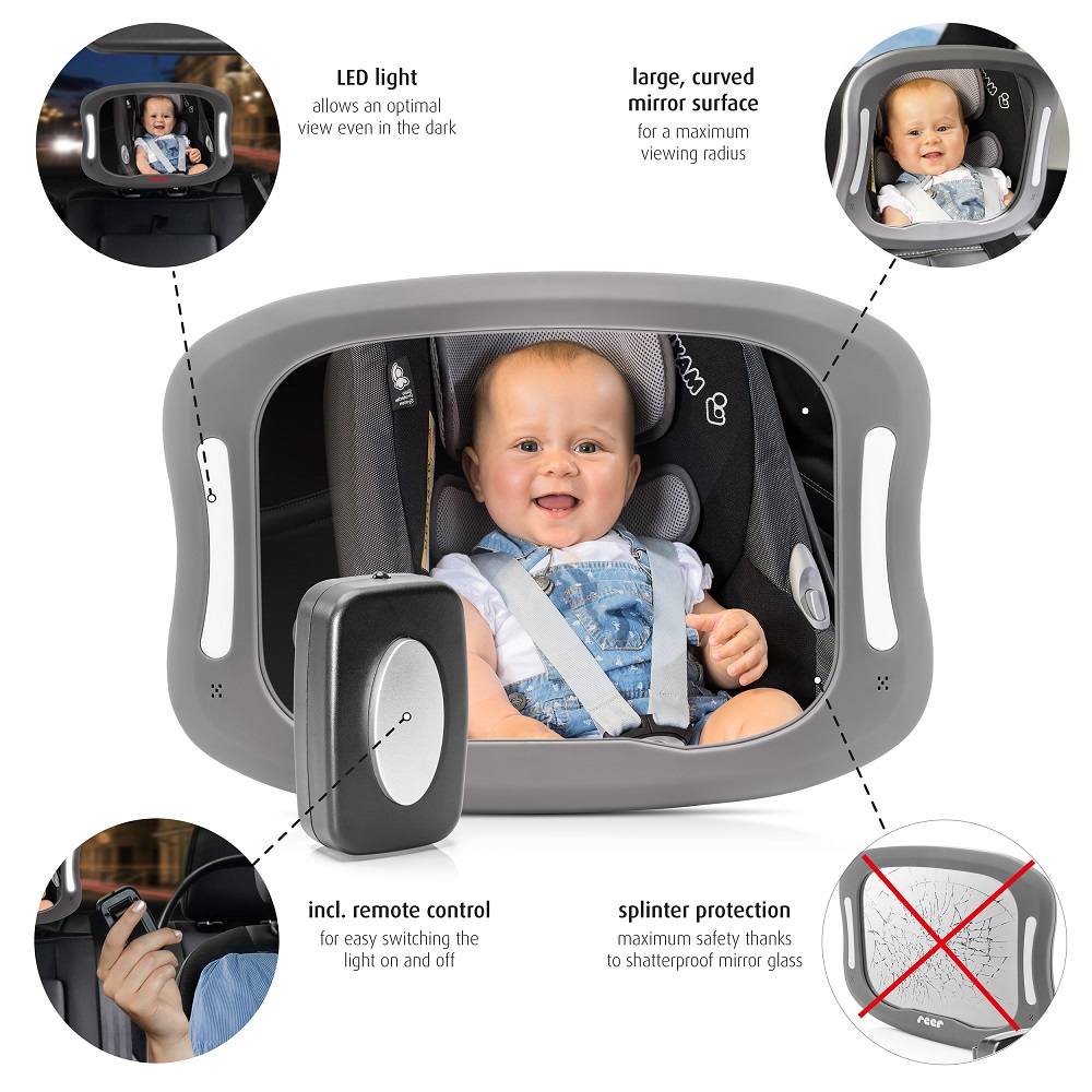 Aizmugurējā sēdekļa spogulis Reer BabyView LED